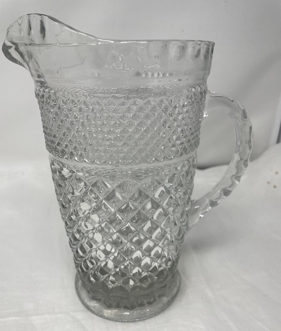 Vintage Anchor Hocking Wexford Lead Crystal Glass Pitcher 64oz Etsy
