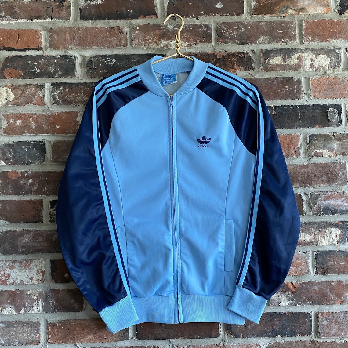 VINTAGE 1980'S ADIDAS full-zip track sweatshirt light blue | Etsy
