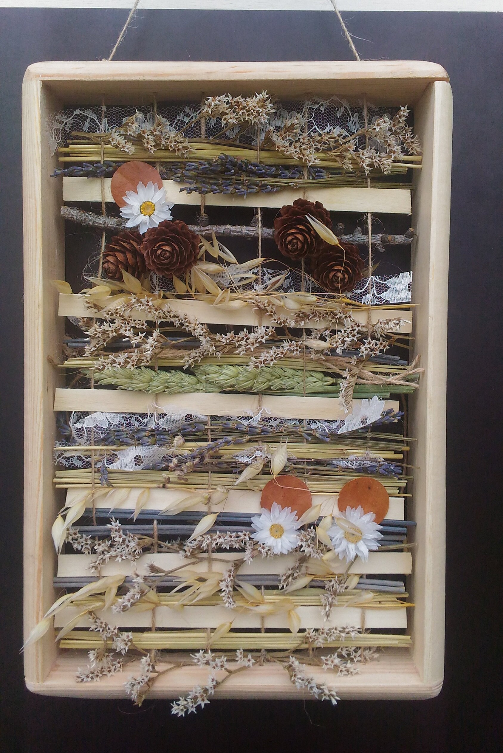 Cadre Tissage de Fleurs Séchées