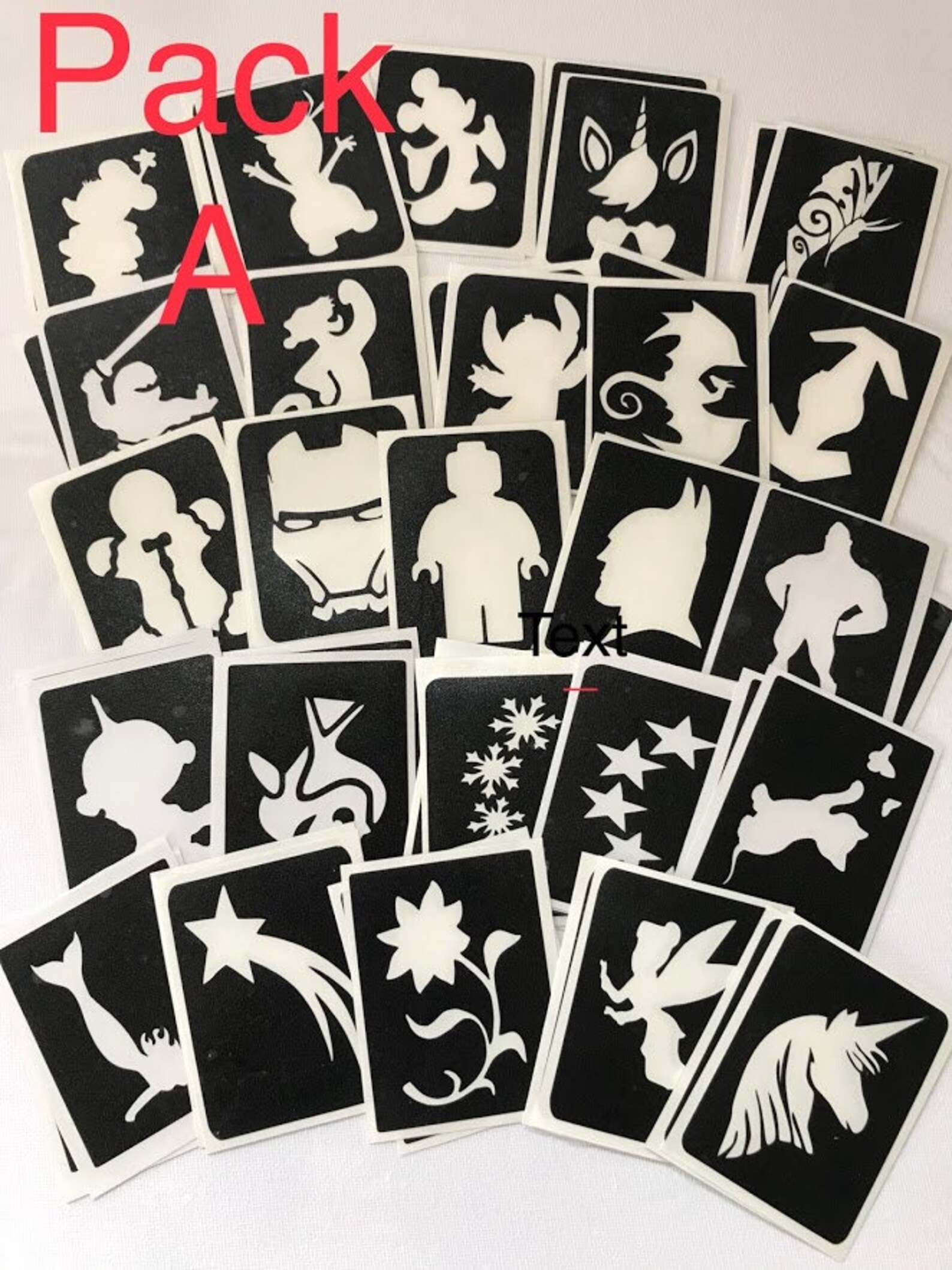 Glitter Tattoo Stencil Refill Packs 50 Large Stencils Etsy UK