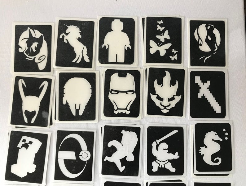 Glitter Tattoo Stencil Refill Packs 50 Large Stencils Etsy