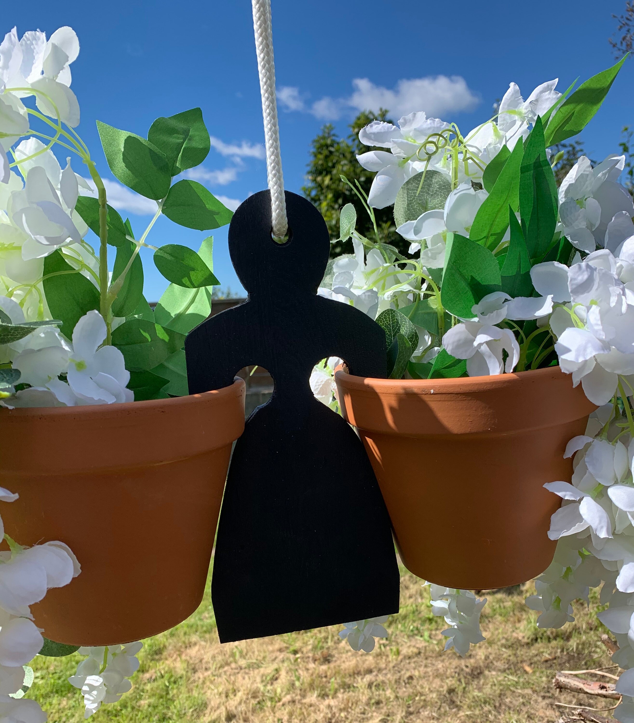 Indoor/outdoor 2 pot plant holder wood handmade grey Etsy