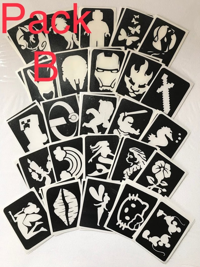 Glitter Tattoo stencil refill packs 50 large stencils Etsy