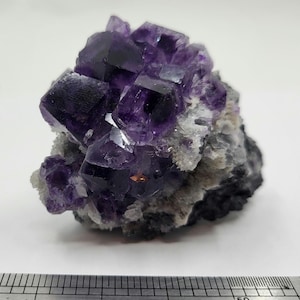 Semi-Translucent Purple Fluorite Crystal Cluster on a Quartz Matrix, Fugian Province, China, 2.57 Inch Specimen - 0113