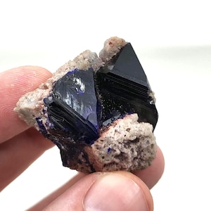 Azurite Crystal Cluster Matrix, Large Azurite Crystals and Good Luster, 1.56 Inch Azurite Specimen - 0424