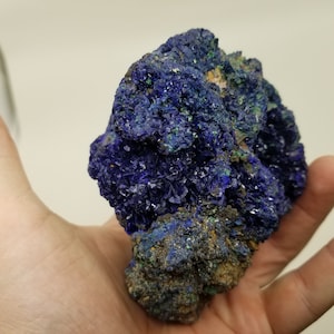Grand amas de cristaux d&#39;azurite avec une très petite quantité de matrice de malachite, échantillon d&#39;azurite de 5,68 pouces - 0138