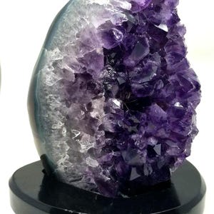 Amethyst Quartz Crystal Cluster, Self Standing and Black Wooden Stand is Included, 6.12 Inch Specimen - 0216