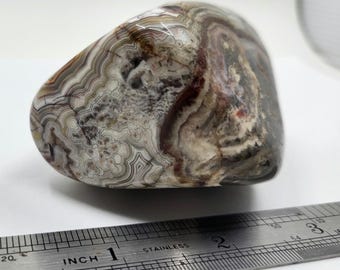 Ágata mexicana de encaje loco, espécimen de 3,10 pulgadas - 0137