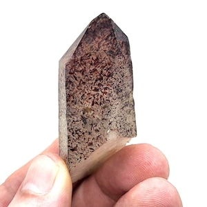 Fire &quot;Harlequin&quot; Quartz Crystal Point with Red Hematite Inclusions Throughout the Crystal, 2.32 Inch Point - 0436