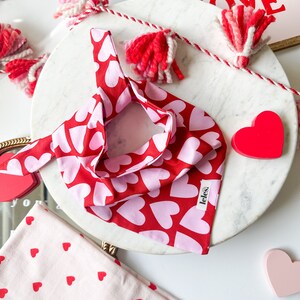 Red and Pink Heart Valetine’s Dog Bandana -  Pet Bandana for Dog or Cat, Valentines Cat Bandana