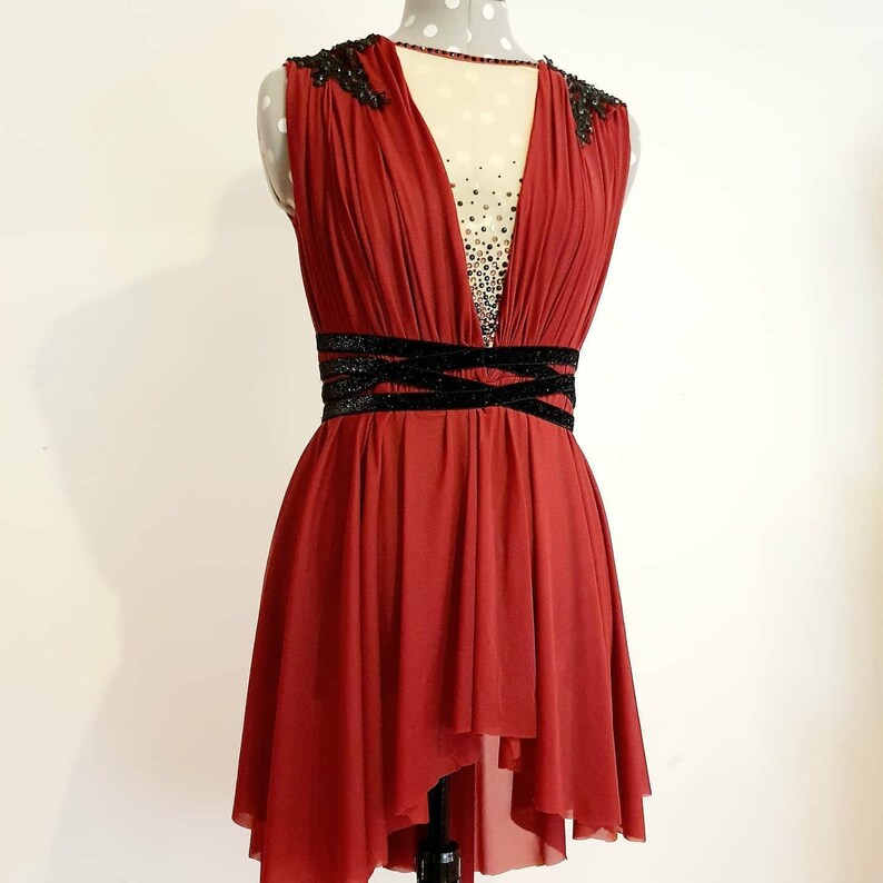 Burgundy dance costume/dress/figure skating outfit/circus Etsy