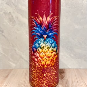 Personalized Glitter Pineapple Tumbler: Beach Lover Gift