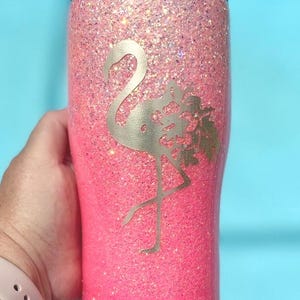 Flamingo Glitter Tumbler, Beach Tumbler, Customized Beach Cup