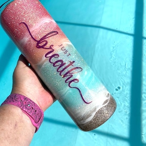 Personalized Beach Tumbler, Glitter Tumbler, Beach cup, Beach gift