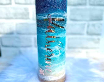 Sea Turtle Tumbler, Beach Cup, Glitter Tumbler, Personalized Cup