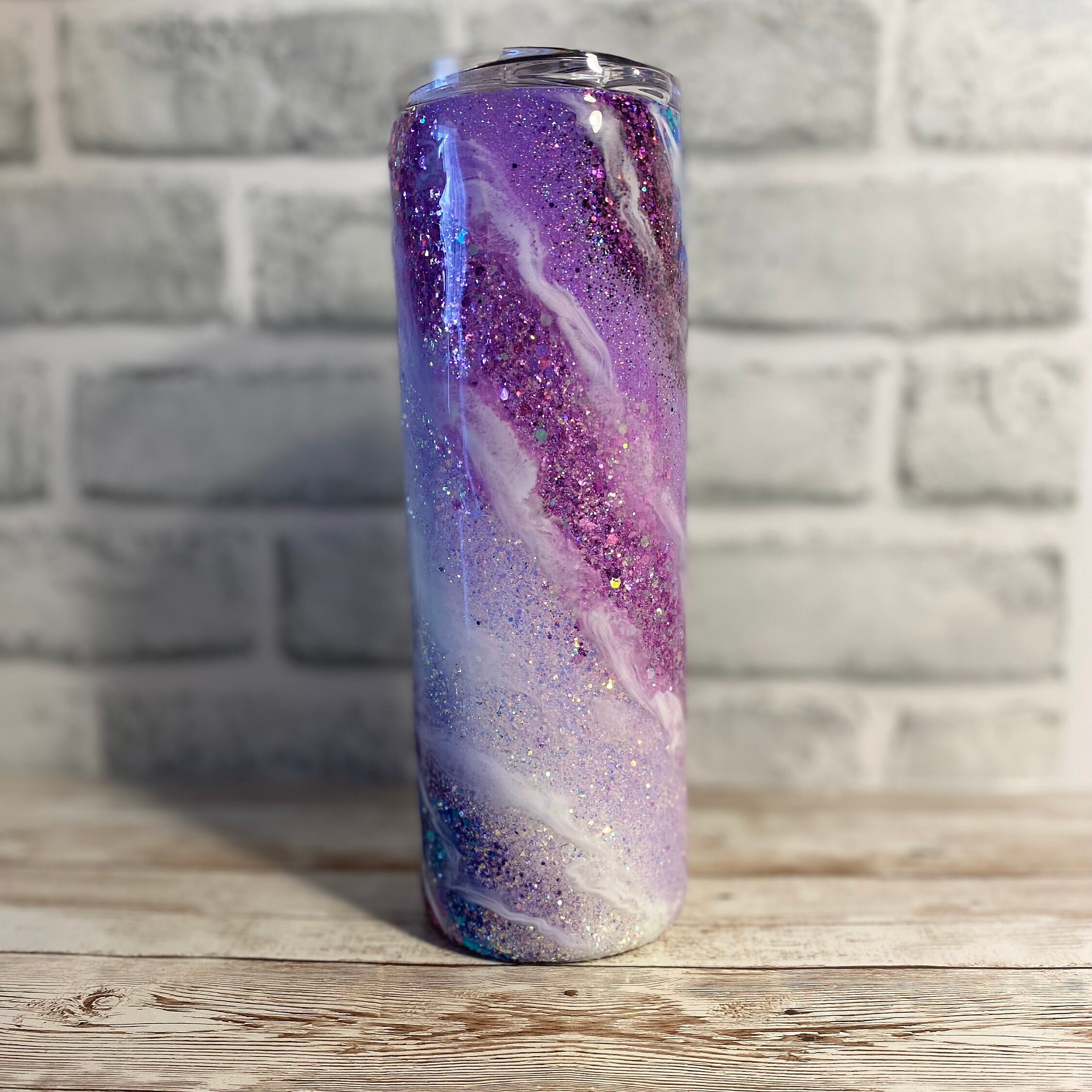 Milkyway Swirl Glitter Tumbler Custom Tumbler Purple Etsy