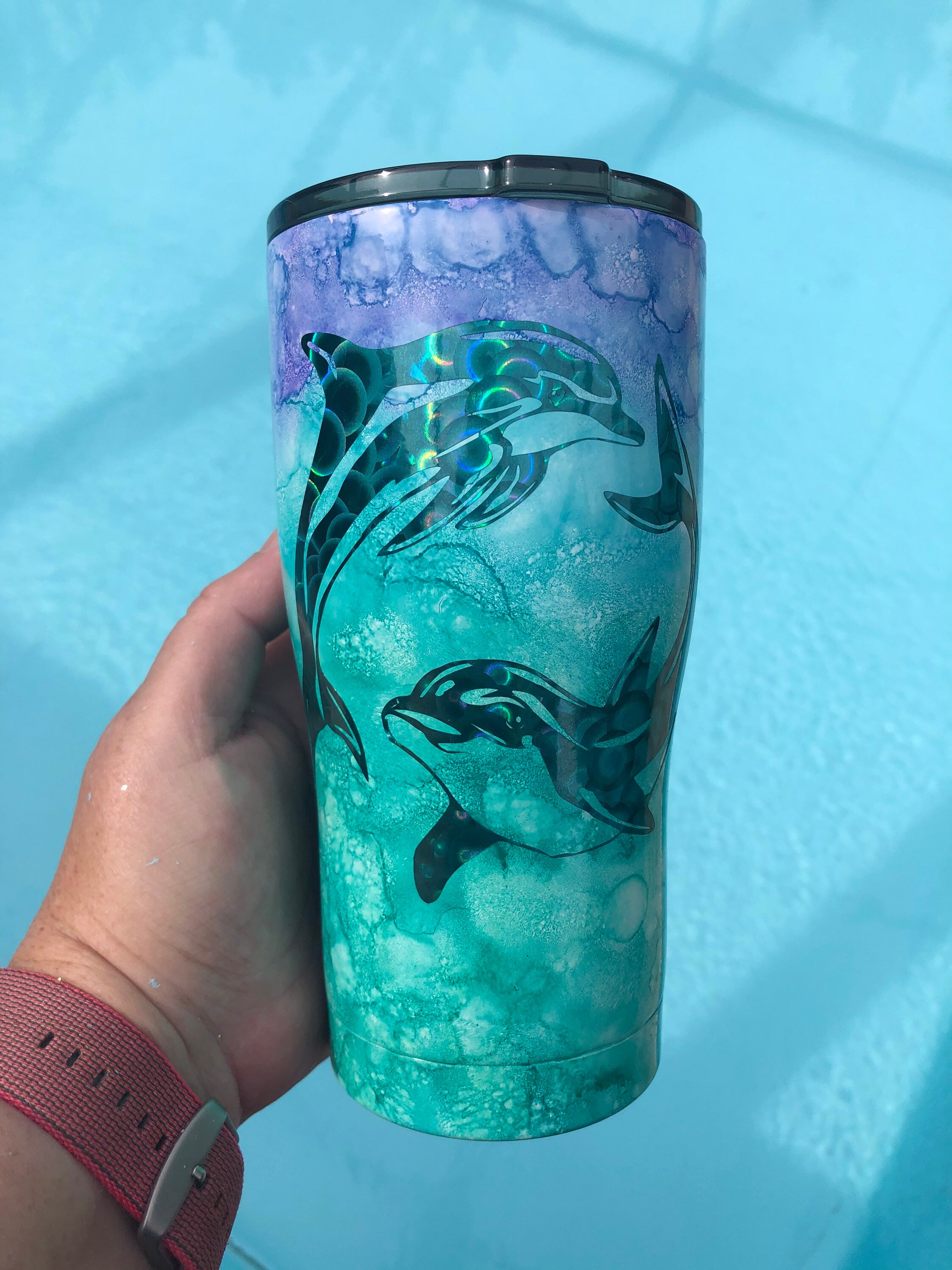 Dolphin Tumbler Holographic Dolphins Sea life Custom Ink | Etsy