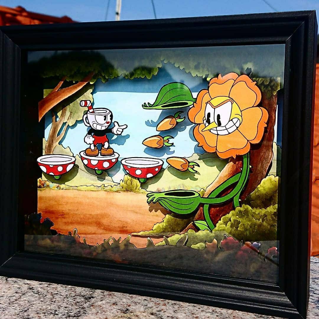 Cuphead King Dice Shadowbox Art