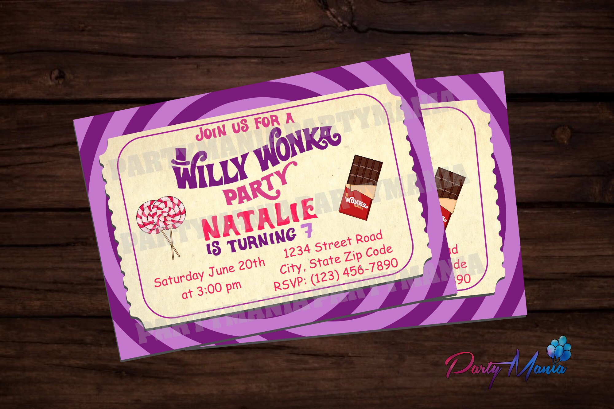 Willy Wonka Birthday Party Invitation Kids Invitation Etsy
