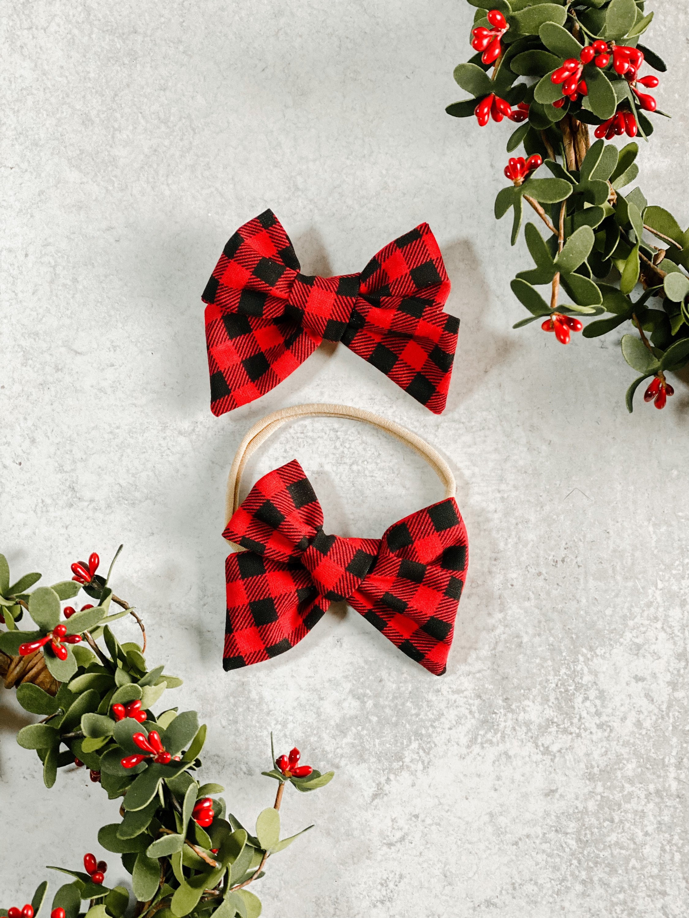 Buffalo Plaid Bow Red and Black Plaid Hair Bow Buffalo Plaid | Etsy