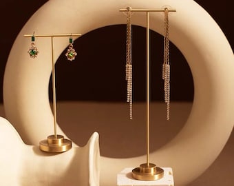 Support de boucles d'oreilles en laiton, présentoir de boucles d'oreilles moderne, présentoir de boucles d'oreilles en or, support de boucle d'oreille, support de rangement de bijoux