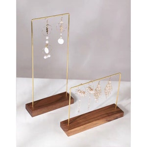 Earring Display Stand, Necklace Display Stand, Earring Display Holder, Long Earring Holder, Wood and Brass