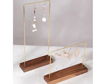 Earring Display Stand, Necklace Display Stand, Earring Display Holder, Long Earring Holder, Wood and Brass