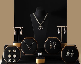Luxury Black and Gold Jewelry Display Set, Jewelry Stand, Ring Display Holder, Necklace Display Stand, Earring Display Holder for craft show