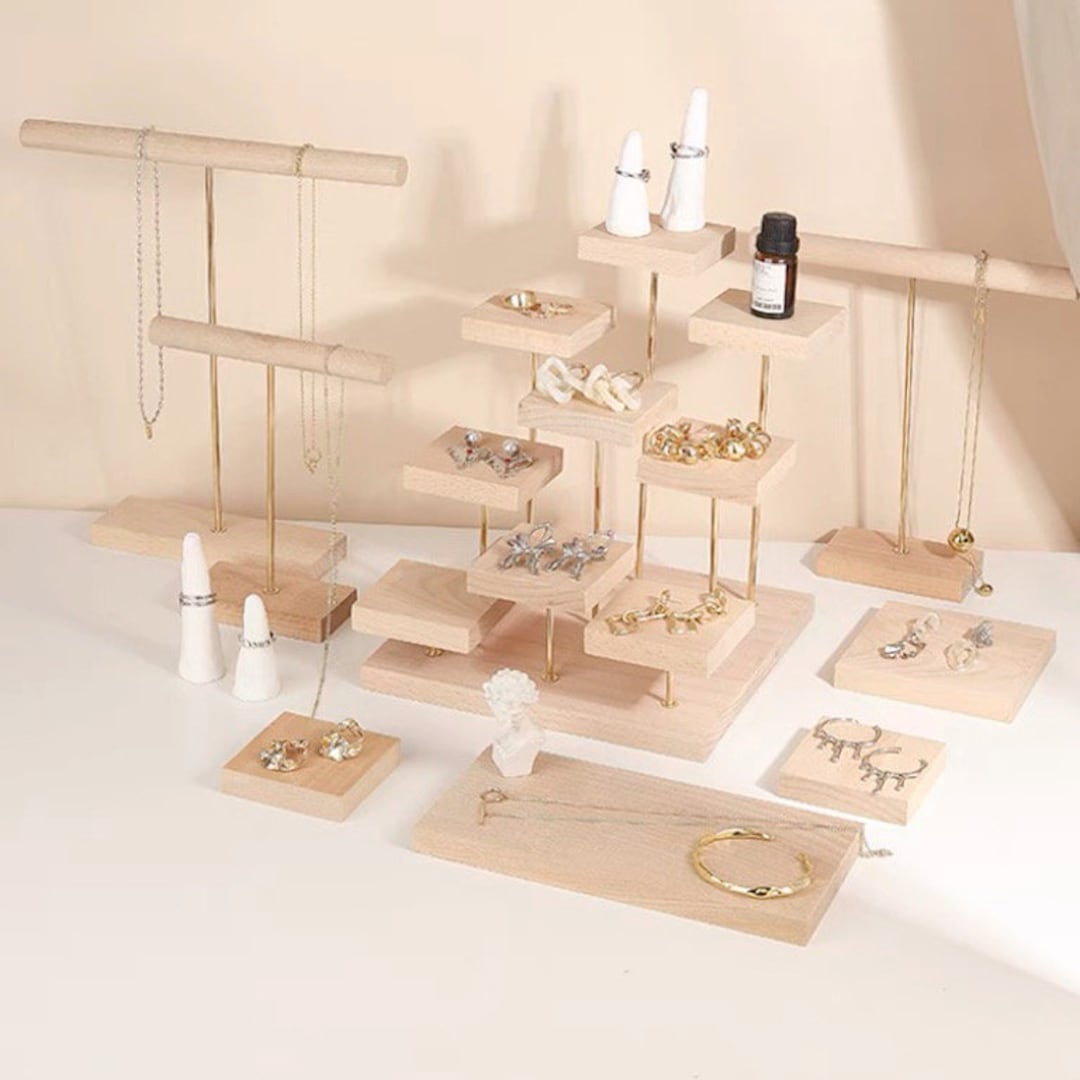 Wood Jewelry Display Set, Jewelry Display, Wooden Jewelry Stand ...