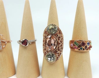 5/10/20/50 Pcs Tall Wooden Ring Cone,  Light Wood Ring displays, Wood Ring holder, Ring Display Set