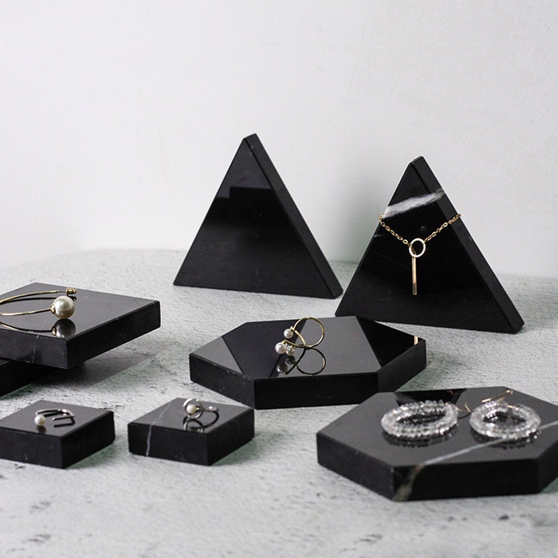 Black Marble Jewelry Display Jewelry Display Set Jewelry Etsy