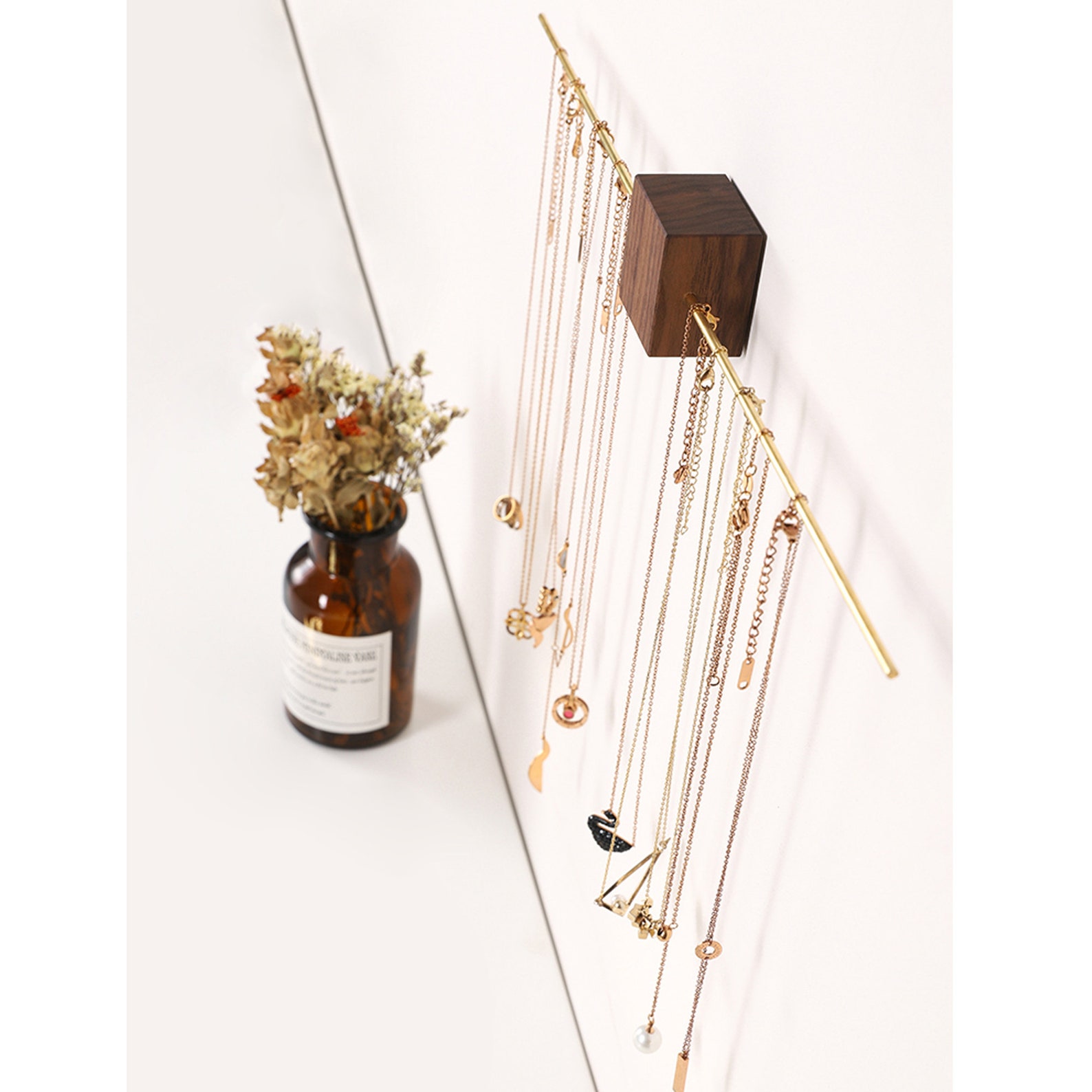 Minimalist Wall Jewelry Rack Wood Jewelry Rack Wall Jewelry Etsy