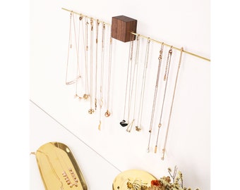 Minimalistischer Wandschmuckständer, Holzschmuckständer, Wandschmuckhalter, Holzschmuckständer, Halskette Veranstalter Wand, Schmuck Wandorganisator