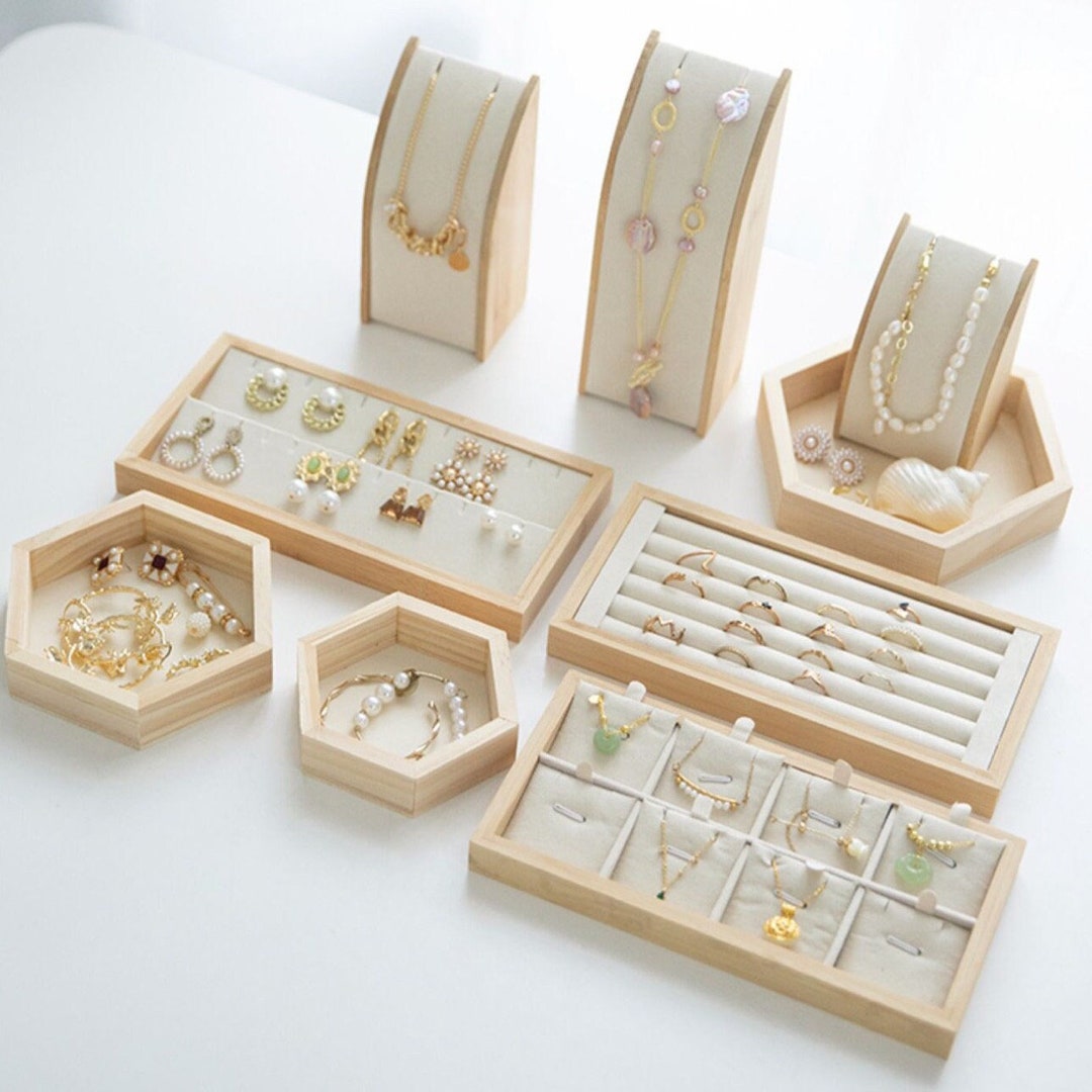 Light Wood Jewelry Holder Stand, Jewelry Display Stand, Jewelry Display