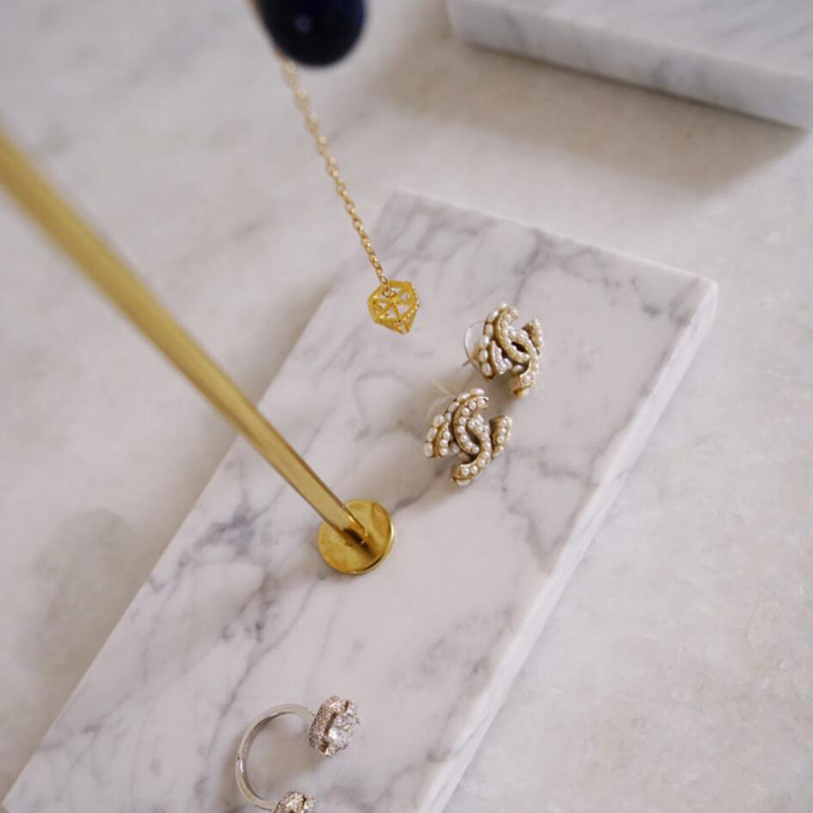 Necklace Display Marble Jewelry Stand Necklace Holder Ring Etsy