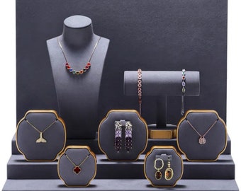 Unique Gray Jewelry Display Set, Jewelry Display Stand, Ring Display Holder, Necklace Display Stand, Earring Display Holder for craft show