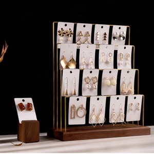 Exibição de brincos de 4 camadas, organizador de brincos, rack de brincos, suporte de pino, suporte de brinco, moldura de suporte de brinco, porta-cartão de brinco