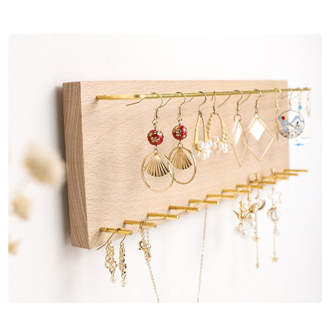 Wall Jewelry Rack Light Wood Jewelry Rack Wall Mountable Etsy