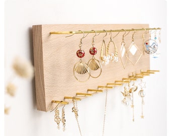 Wall Jewelry Rack, Light Wood Jewelry Rack, Wall Mountable, Wall Jewelry Hanger, Necklace organizer wall, Jewelry wall organizer