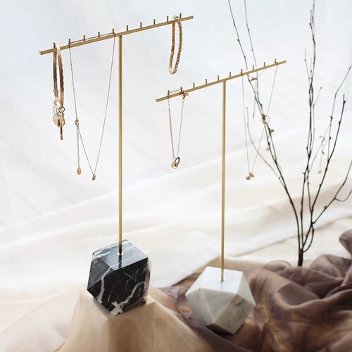 Necklace Display Marble Jewelry Stand Necklace Holder Etsy