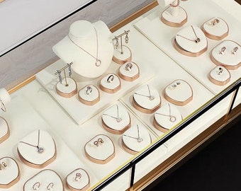 Beige Jewelry Display Set, Jewelry Display Stand, Ring Display Holder, Necklace Display Stand, Earring Display Holder for craft show