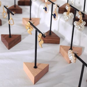 Earring Stand Wood and Metal, Earring Display Stand, Minimalist Earring Display, Earring Holder Stand, Retail Display for Earrings