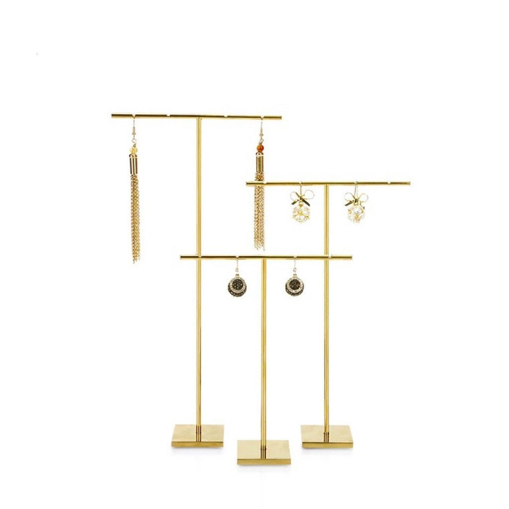 Gold Earring Stand Metal Long Earring Display Etsy