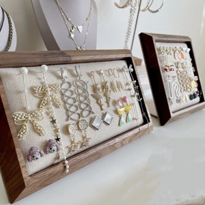 Dark Wood Jewelry Display Tray, Earrings Display Holder, Studs Display Stand, Jewelry Display Frame