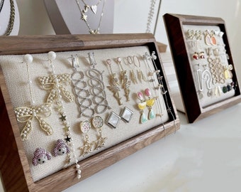 Dark Wood Jewelry Display Tray, Earrings Display Holder, Studs Display Stand, Jewelry Display Frame