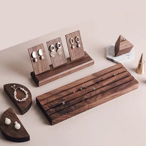 Wood Ring Display Stand, Wooden Jewelry Display Set, Earrings Display Stand, Stud Display Holder, Ring display case, Ring Tray