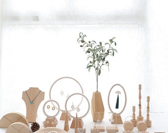 Wood Jewelry Display for Rings Earrings Necklace, Wood Necklace Stand, Wood Ring Cone, Earrings Display Stand, Necklace display bust