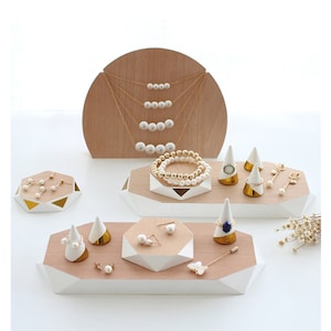 Wood Jewelry Display Set, Jewelry Display, Wooden Jewelry Stand, Jewelry Risers and Platforms, Earring Display Stand