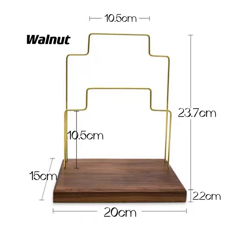 Wood Necklace Display Stand with tray, Unique Jewelry Display Holder for craft show, Earring Display Holder for retail, Long Earring Rack Walnut