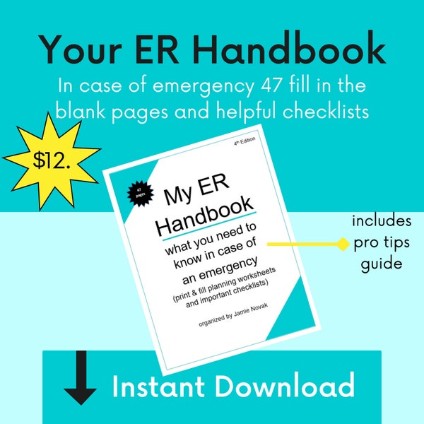 In Case of Emergency Fill In the Blank Handbook with Checklists INSTANT DOWNLOAD